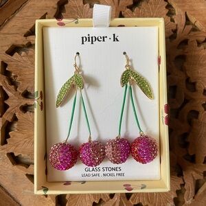Piper K Cherry Rhinestone Earrings